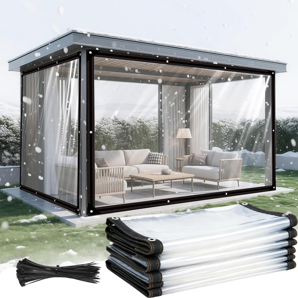 13.12ft x 9.84ft Clear Plastic Tarps Heavy Duty Waterproof PVC